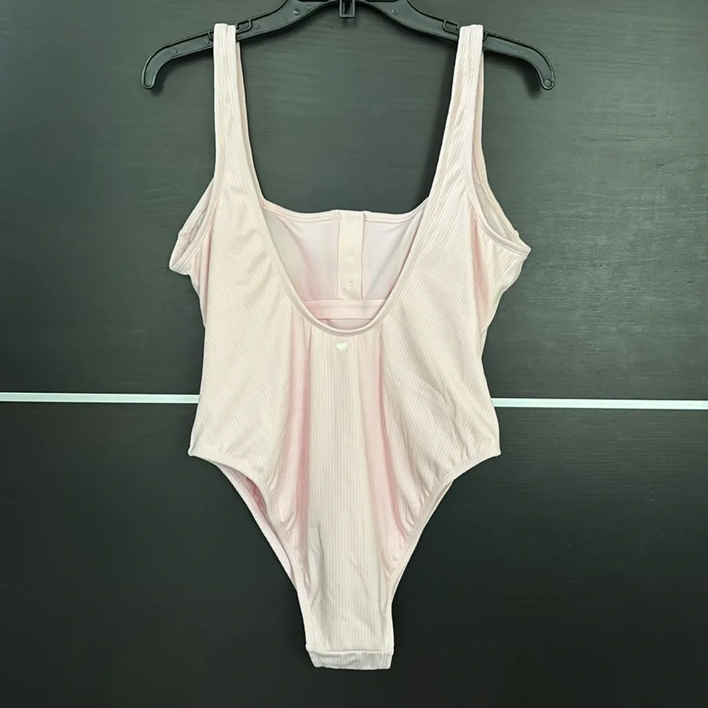 Stoney Clover Lane LIMITED EDITION Ribbed Henley One Piece Swimsuit in Pink